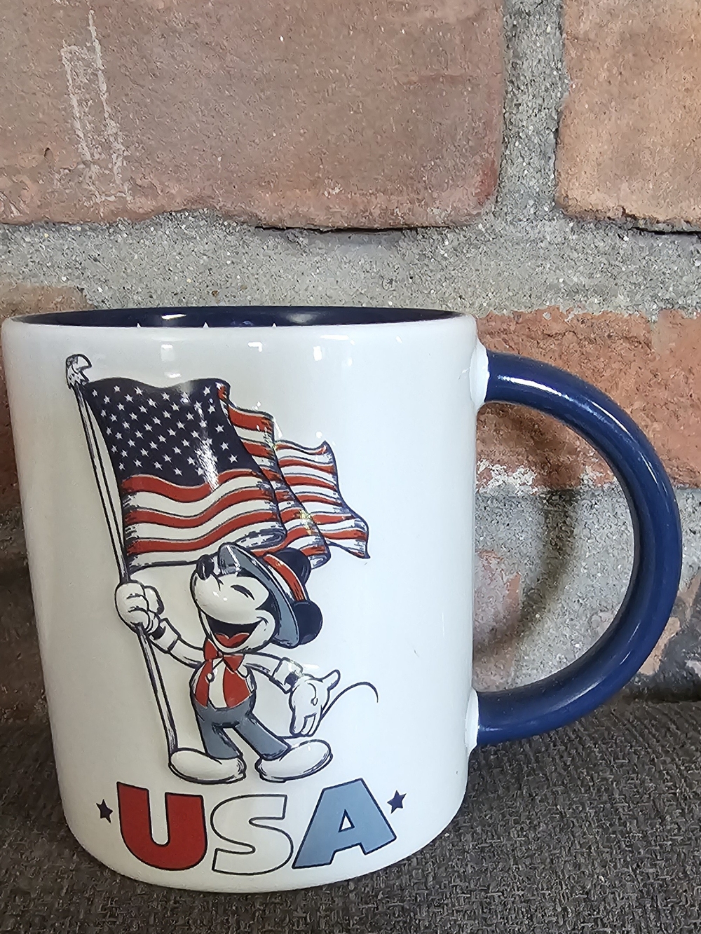 Vintage Disney USA Ceramic Mug with Red, White and Blue Accents